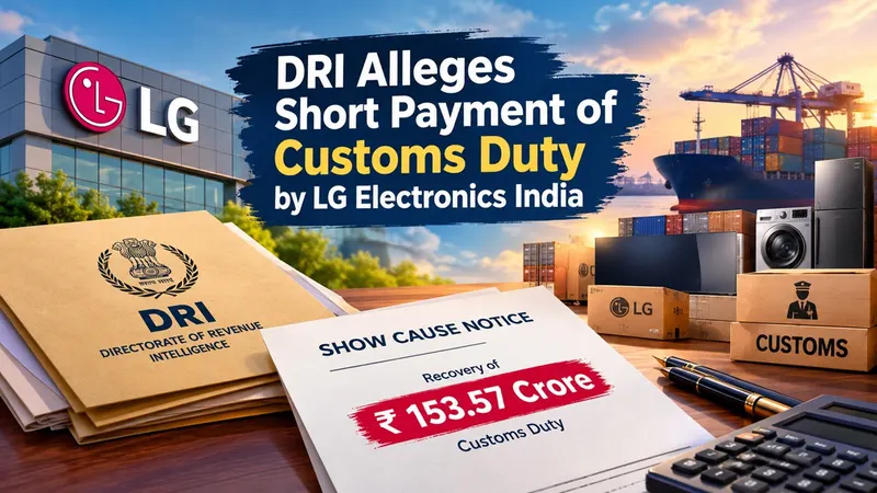 DRI Alleges Short Payment of Customs Duty by LG Electronics India; Sends Recovery SCN of Rs 153.57 Crore