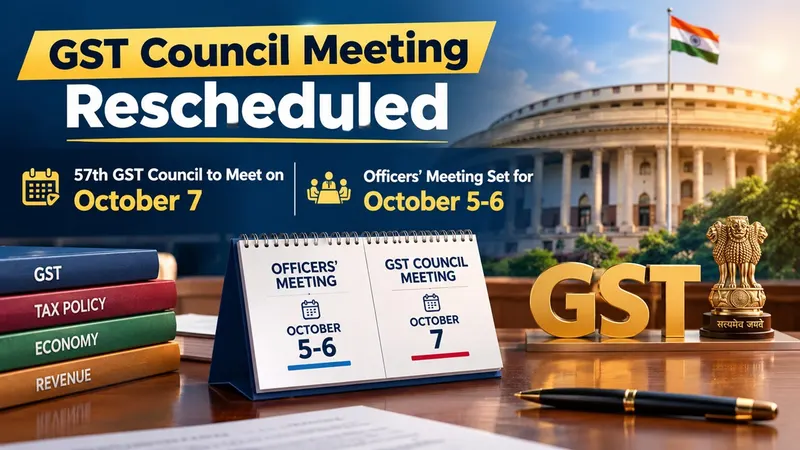 GST Council Meeting Rescheduled: 57th GST Council to Meet on October 7, Officers’ Meeting Set for October 5-6