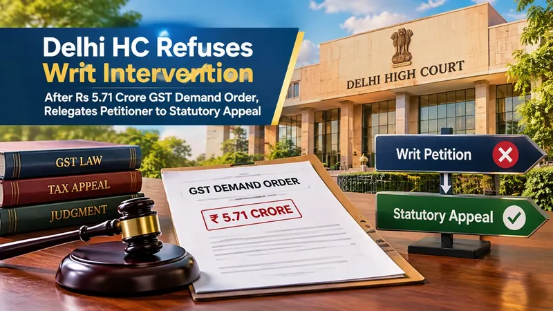 Delhi HC Refuses Writ Intervention After Rs 5.71 Crore GST Demand Order, Relegates Petitioner to Statutory Appeal