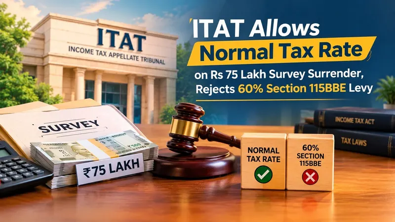 ITAT Allows Normal Tax Rate on Rs 75 Lakh Survey Surrender, Rejects 60% Section 115BBE Levy