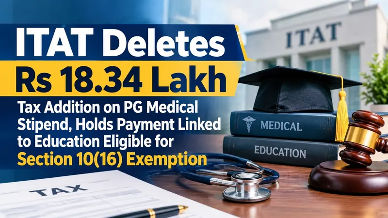 ITAT Deletes Rs 18.34 Lakh Tax Addition on PG Medical Stipend, Holds Payment Linked to Education Eligible for Section 10(16) Exemption