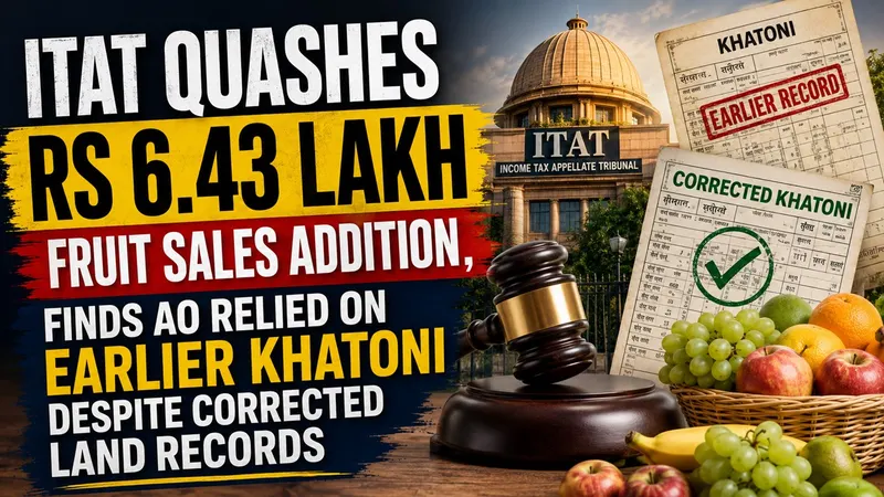 ITAT Quashes Rs 6.43 Lakh Fruit Sales Addition, Finds AO Relied on Earlier Khatoni Despite Corrected Land Records