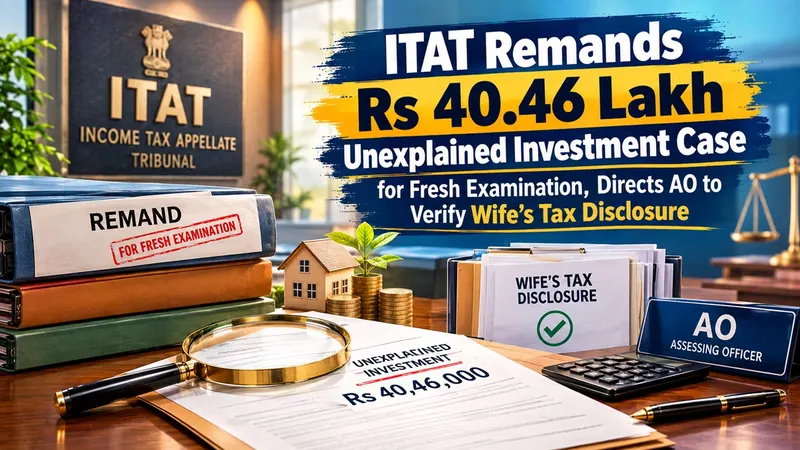 ITAT Remands Rs 40.46 Lakh Unexplained Investment Case for Fresh Examination, Directs AO to Verify Wife’s Tax Disclosure