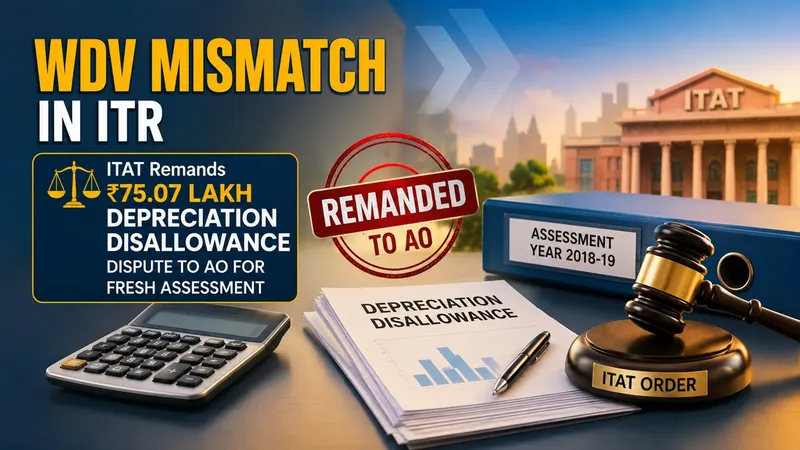WDV Mismatch in ITR: ITAT Remands Rs 75.07 Lakh Depreciation Disallowance Dispute to AO for Fresh Assessment