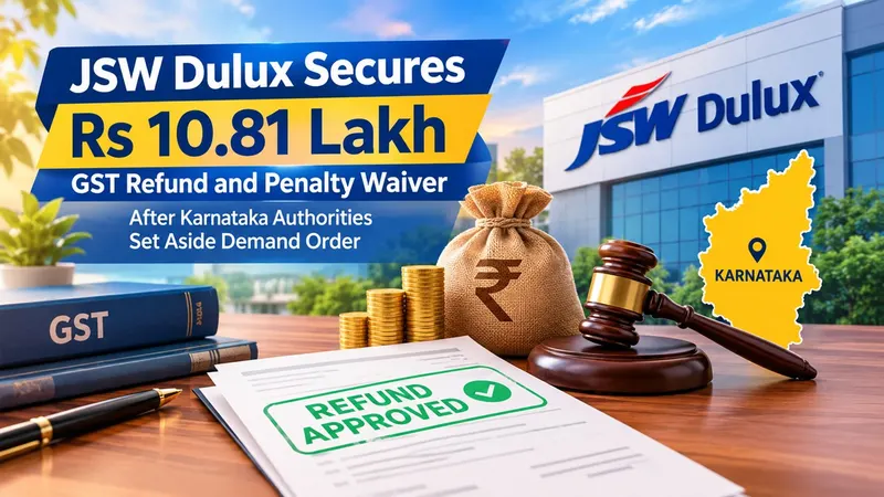 JSW Dulux Secures Rs 10.81 Lakh GST Refund and Penalty Waiver After Karnataka Authorities Set Aside Demand Order