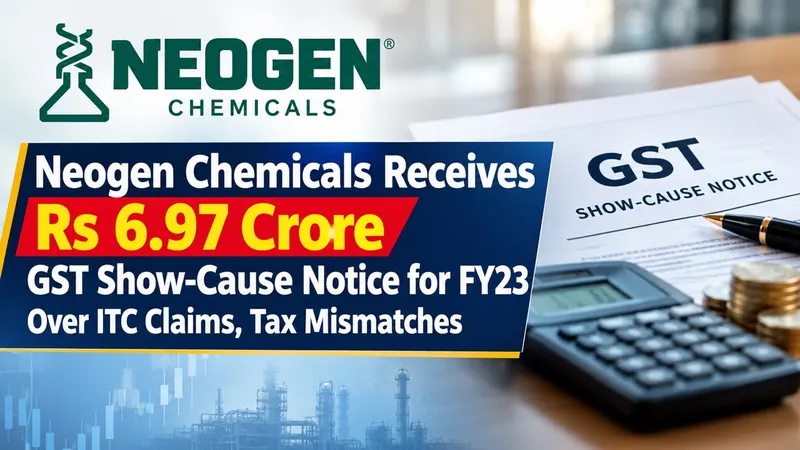 Neogen Chemicals Receives Rs 6.97 Crore GST Show-Cause Notice for FY23 Over ITC Claims, Tax Mismatches