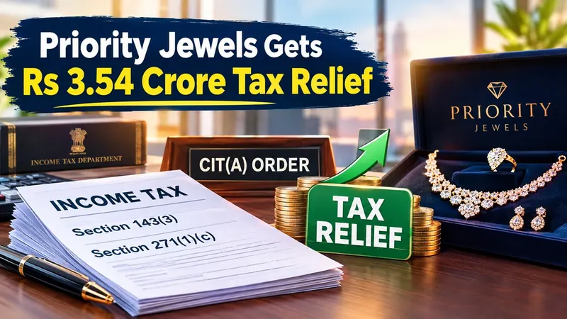 Priority Jewels Receives Favourable Income Tax Order From CIT(A), Gets Relief of Around Rs 3.54 Crore in Tax Demand