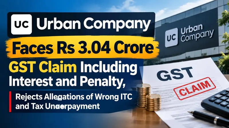Urban Company Faces Rs 3.04 Crore GST Claim Including Interest and Penalty, Rejects Allegations of Wrong ITC and Tax Underpayment