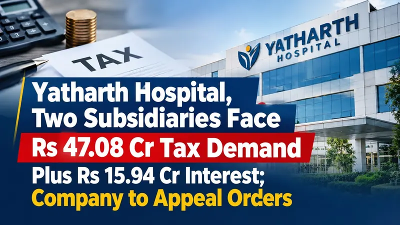 Yatharth Hospital, Two Subsidiaries Face Rs 47.08 Cr Tax Demand Plus Rs 15.94 Cr Interest; Company to Appeal Orders