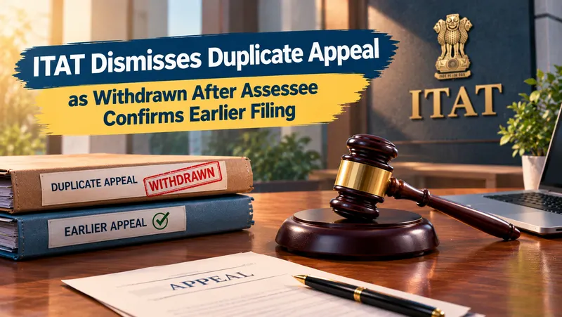 ITAT Dismisses Duplicate Appeal as Withdrawn After Assessee Confirms Earlier Filing