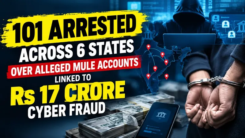 101 Arrested Across 6 States Over Alleged Mule Accounts Linked to Rs 17 Crore Cyber Fraud