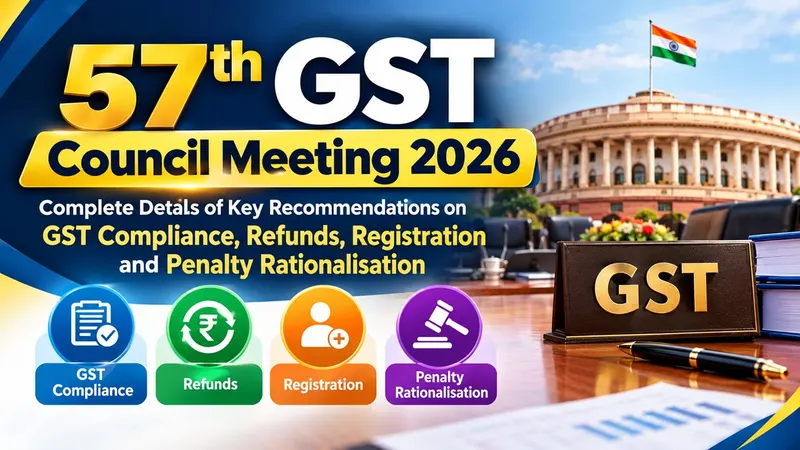 57th GST Council Meeting 2026: Complete Details of Key Recommendations on GST Compliance, Refunds, Registration and Penalty Rationalisation