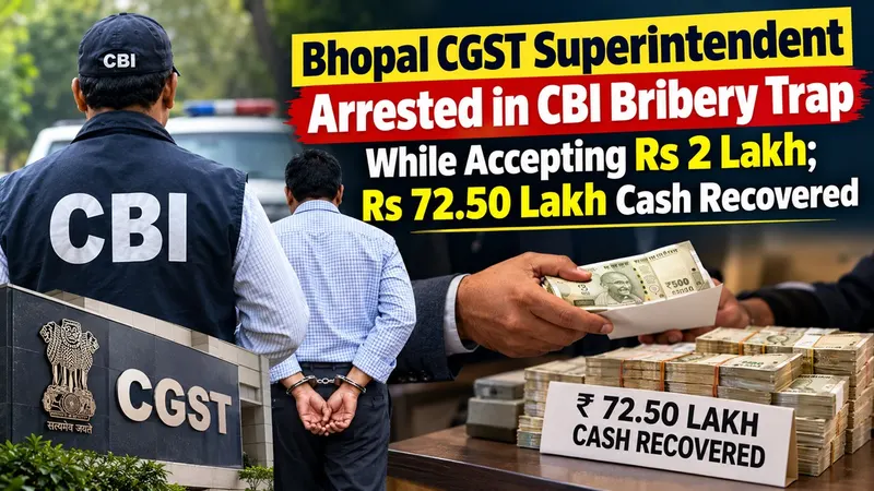 Bhopal CGST Superintendent Arrested in CBI Bribery Trap While Accepting Rs 2 Lakh; Rs 72.50 Lakh Cash Recovered