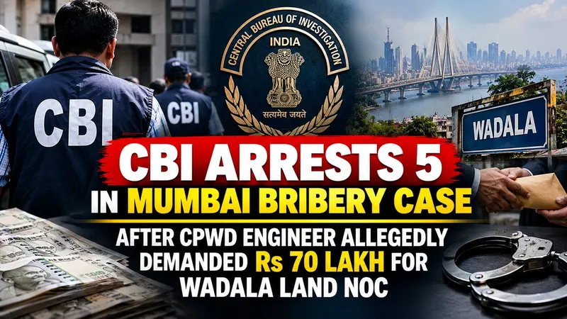 CBI Arrests 5 in Mumbai Bribery Case After CPWD Engineer Allegedly Demanded Rs 70 Lakh for Wadala Land NOC