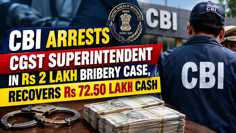 CBI Arrests CGST Superintendent in Rs 2 Lakh Bribery Case, Recovers Rs 72.50 Lakh Cash