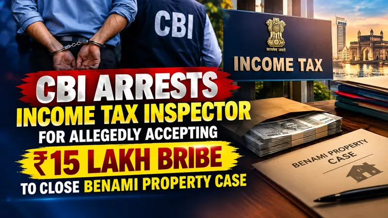 CBI Arrests Income Tax Inspector in Mumbai for Allegedly Accepting Rs 15 Lakh Bribe to Close Benami Property Case