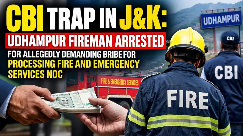 CBI Trap in J&K: Udhampur Fireman Arrested for Allegedly Demanding Bribe for Processing Fire and Emergency Services NOC