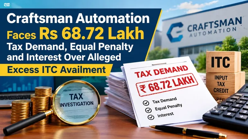 Craftsman Automation Faces Rs 68.72 Lakh Tax Demand, Equal Penalty and Interest Over Alleged Excess ITC Availment