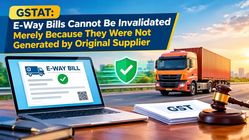 GSTAT: E-Way Bills Cannot Be Invalidated Merely Because They Were Not Generated by Original Supplier