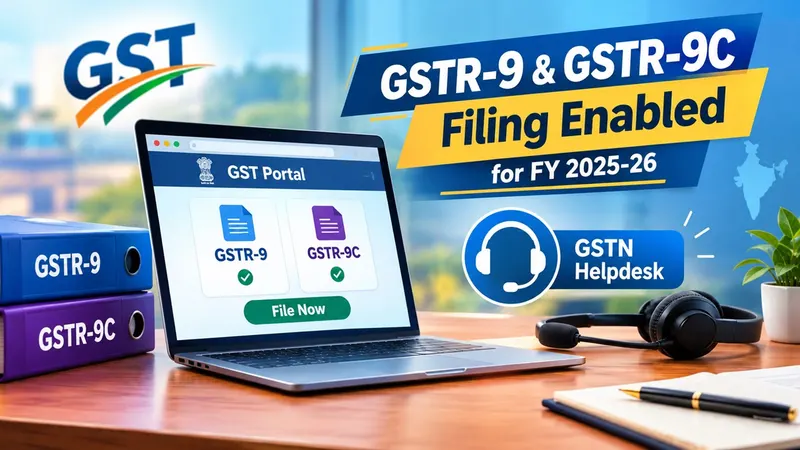 GSTR-9 and GSTR-9C Filing Enabled for FY 2025-26 on GST Portal; GSTN Introduces Helpdesk for Filing Assistance