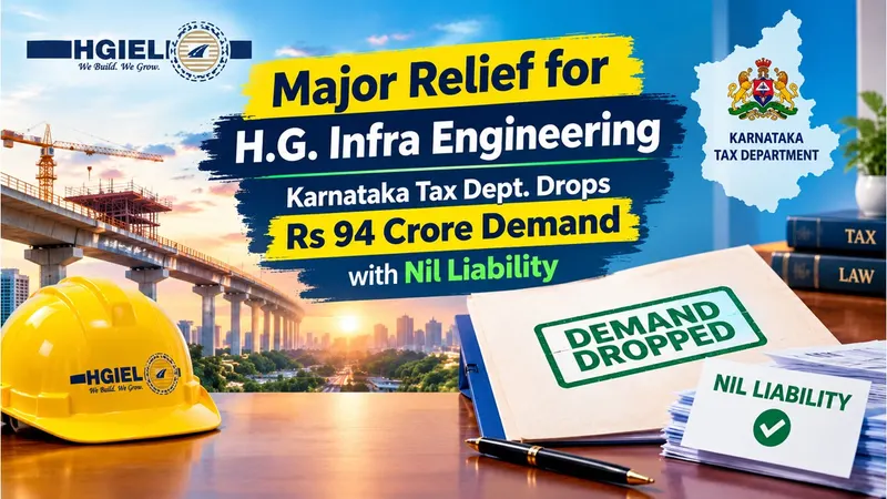 H.G. Infra Engineering Receives Major Relief as Karnataka Tax Department Drops Rs 94 Crore Demand with Nil Liability