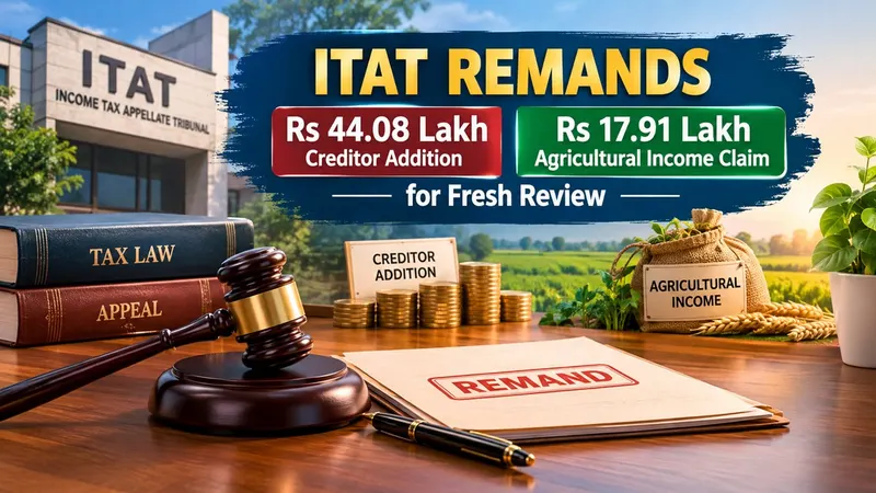 ITAT Remands Rs 44.08 Lakh Creditor Addition and Rs 17.91 Lakh Agricultural Income Claim for Fresh Review