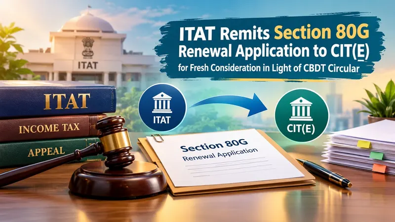 ITAT Remits Section 80G Renewal Application to CIT(E) for Fresh Consideration in Light of CBDT Circular