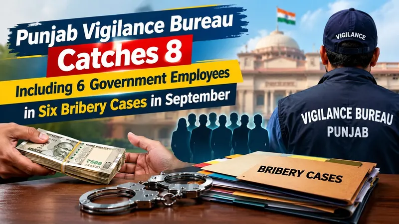 Punjab Vigilance Bureau Catches 8, Including 6 Government Employees, in Six Bribery Cases in September
