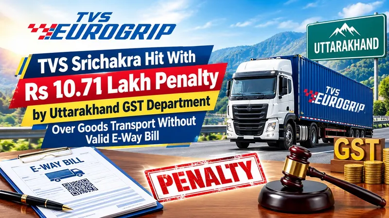 TVS Srichakra Hit With Rs 10.71 Lakh Penalty by Uttarakhand GST Department Over Goods Transport Without Valid E-Way Bill