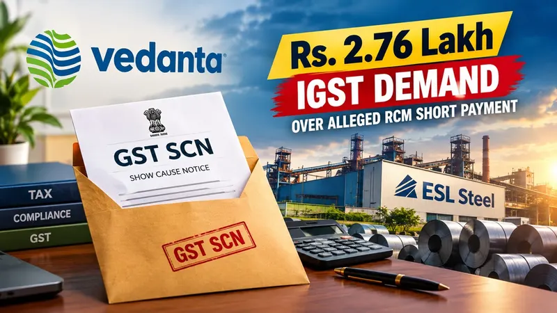 Vedanta Subsidiary ESL Steel Receives GST SCN for Rs. 2.76 Lakh IGST Demand Over Alleged RCM Short Payment