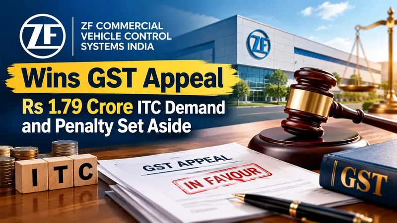 ZF Commercial Vehicle Control Systems India Wins GST Appeal as Rs 1.79 Crore ITC Demand and Penalty Set Aside