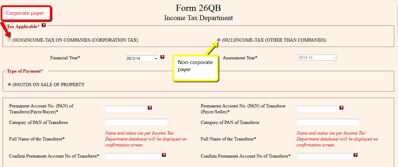 Correction Statement for form 26QB