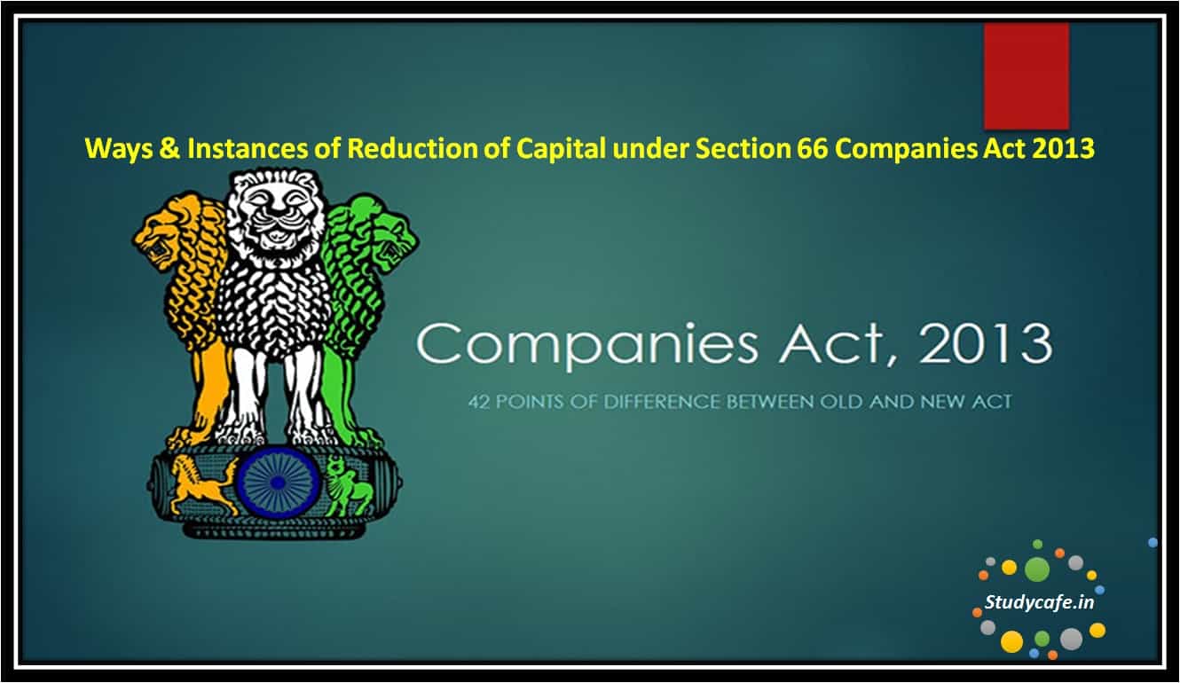 Ways & Instances of Reduction of Capital under Section 66 Companies Act 2013