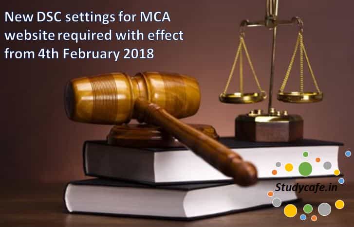 New DSC settings for MCA website