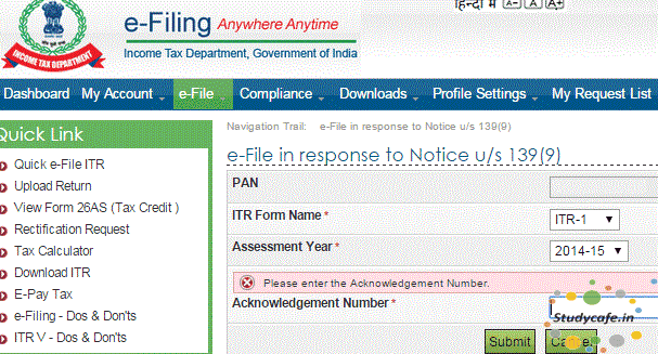 Reasons for notice of defective return in Income Tax