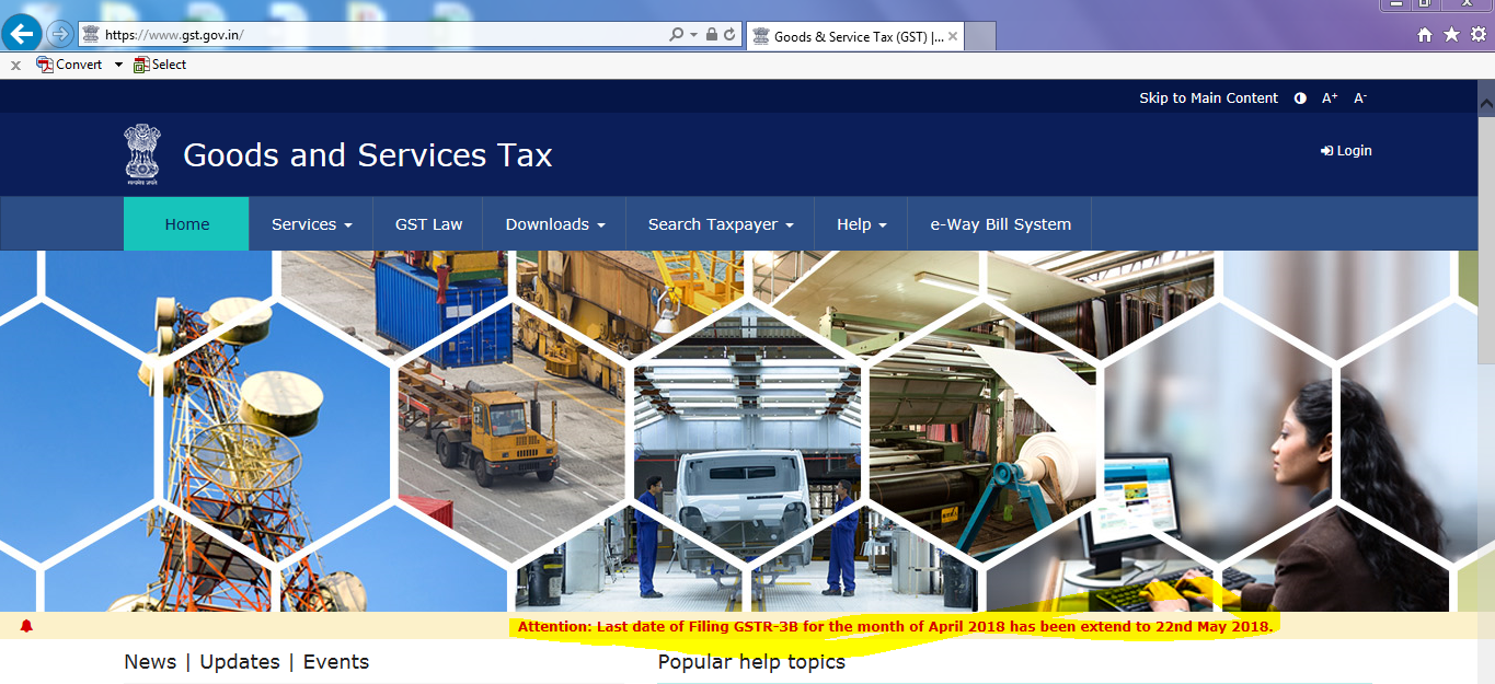 Last date of Filing GSTR3B for the month of April 2018 has been extend to 22nd May 2018.