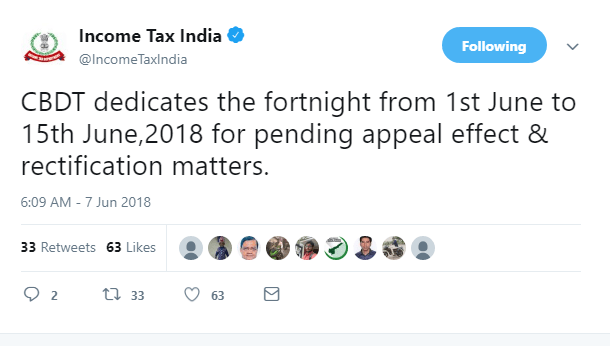 CBDT dedicates fortnight for pending appeal effect | Rectification matters