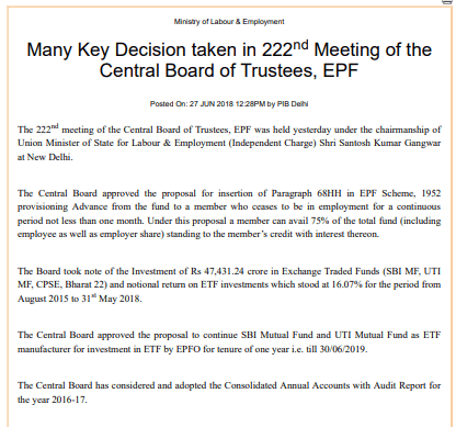 EPFO member can now withdraw 75% of PF after 1 month of Job loss