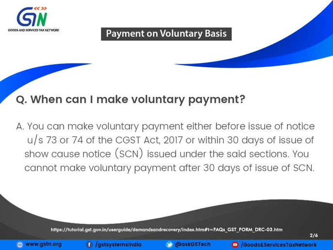 FAQs on Payment of GST on Voluntary Basis