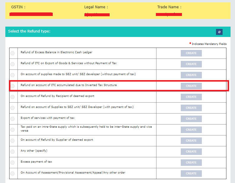Refund on account of ITC accumulated due to Inverted Tax Structure : GSTN enables new Facility