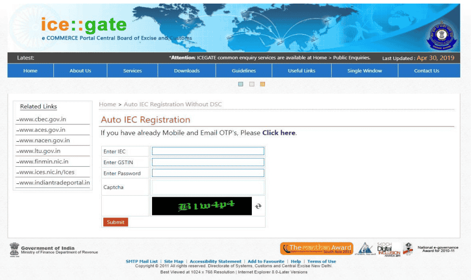 Auto registration for ICE holders : No digital signature is required for ICE registration