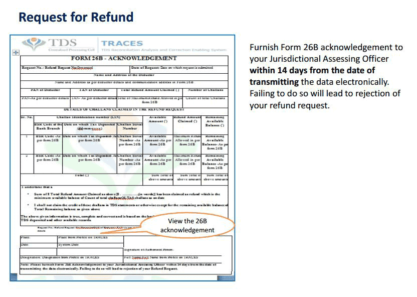 Process of Submitting TDS Refund request on traces portal