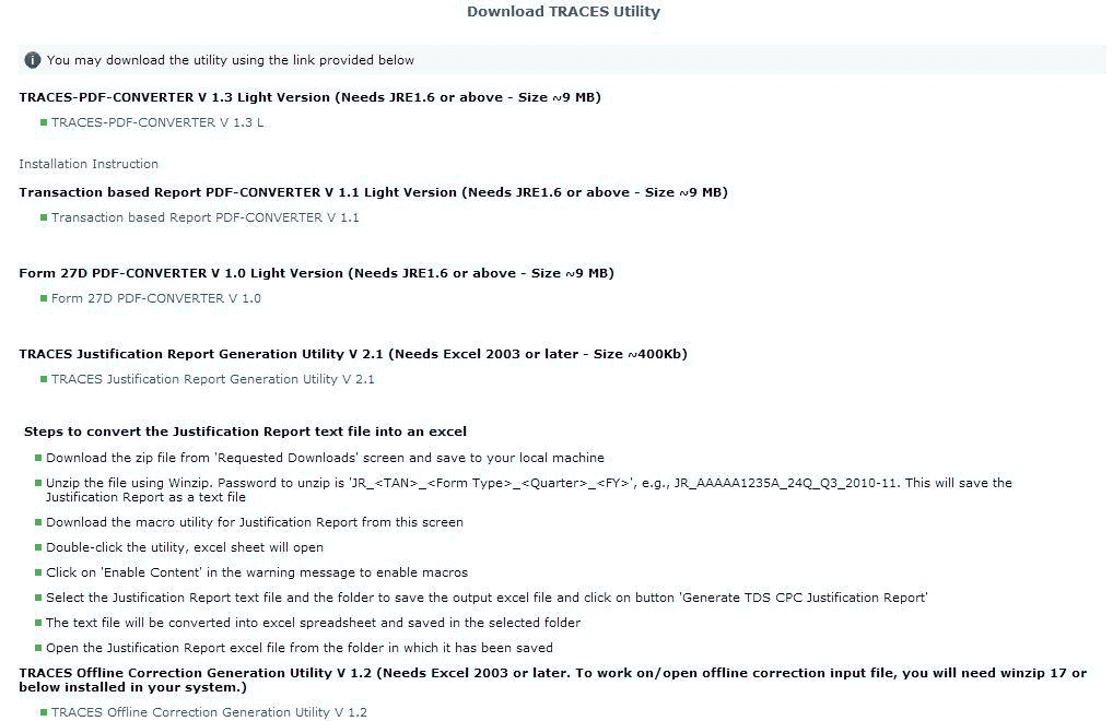 How to download various Utilities available on TRACES portal required for filing TDS Return