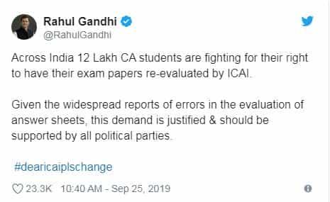 ICAI Reforms: Rahul Gandhi backs CA students over re-evaluation of answer sheet