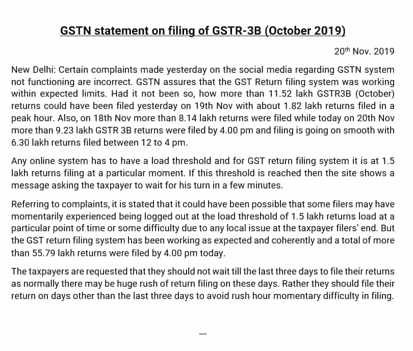 Taxpayers should not wait till the last three days to file their returns: GSTN
