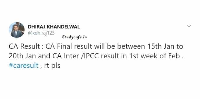 CA Result : CA Final result to be declared between 15th to 20th Jan 2020