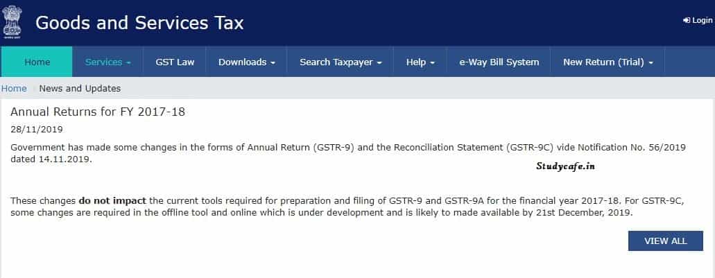 New tool for filing GSTR 9C now to be made available from 21st Dec 19