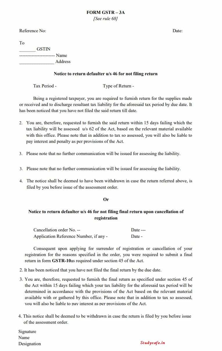 GSTR-3A Notice : Interest & Penalty in case of Non-Filing of Return