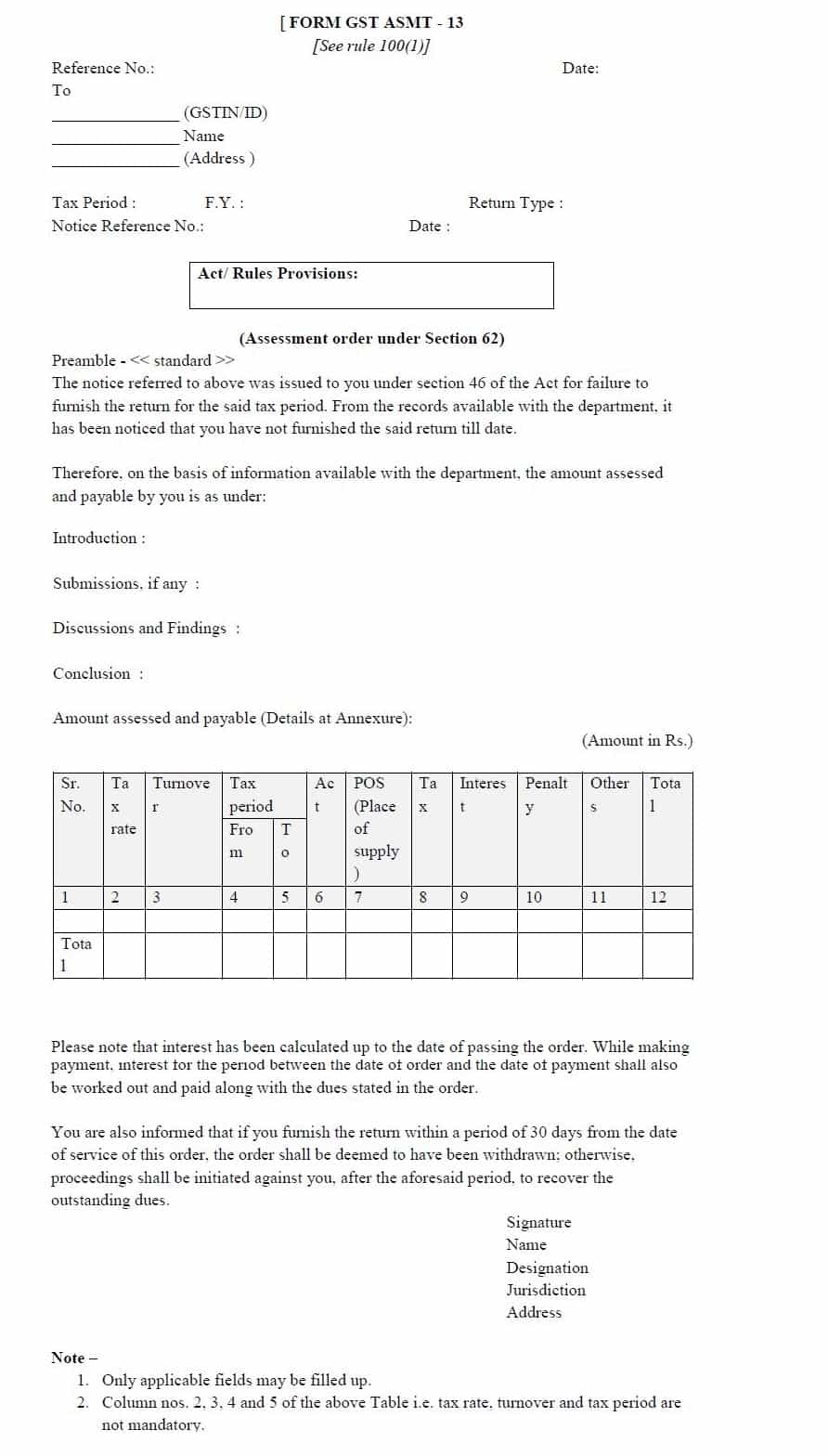 Best Judgement Assessment on non-furnishing of GST Returns