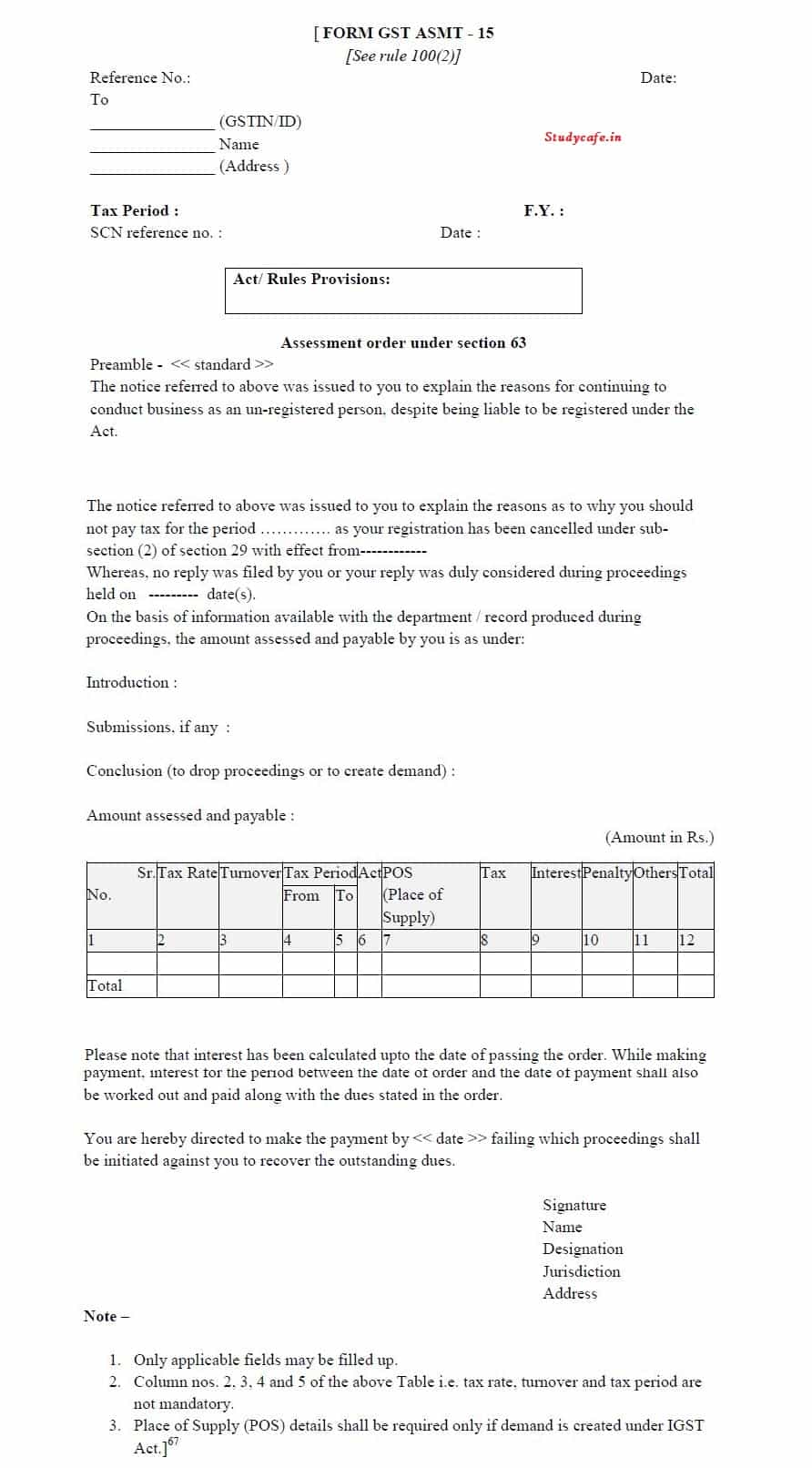 Best Judgement Assessment on non-furnishing of GST Returns
